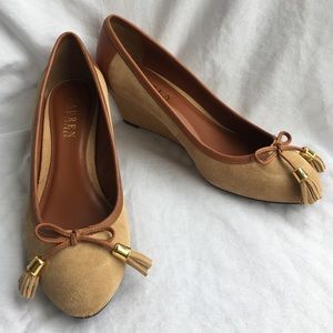 Lauren Ralph Lauren Tan Suede Wedges Size 9